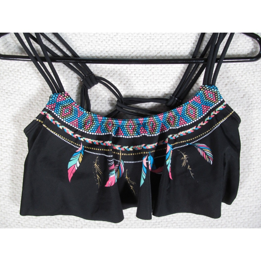Op Ocean Pacific Swim‎ Top Tankini Womens Junior Small 3/5 Embroidered Boho - Picture 2 of 11